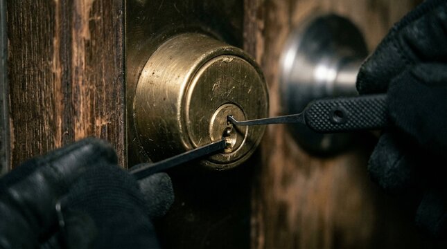 Lock Cylinder Being Manipulated with Lockpick Tools During Simulate