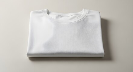 White T-Shirt Folded on Light Background with Soft Lighting and Clean Aesthetic