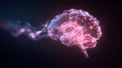 AI brainwave background with neural links and wave motion.