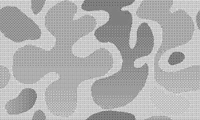 Fototapeta premium Monochromatic camouflage pattern with gray and white shapes on fabric texture