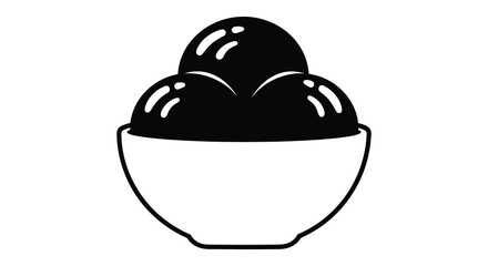 Fototapeta premium A black and white illustration depicts a bowl filled with rounded objects showcasing a striking silhouette high quality professional detailed