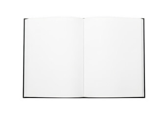Naklejka premium A blank book with a white cover and black spine, standing upright. isolated on transparent background,png