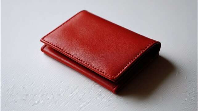 Red Leather Wallet on a White Surface - A Symbol of Organization and Preparedness