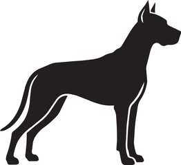 Obraz premium Great Dane Silhouette: Majestic Dog Breed Profile in Black and White