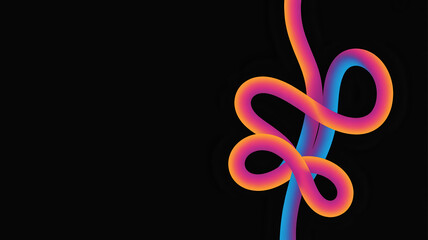 Fototapeta premium Abstract 3D Neon Flowing Line on Black Background, Modern Digital Art Backdrop