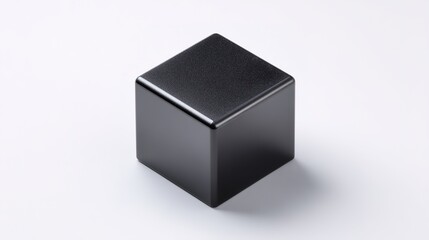 Fototapeta premium Sleek Black Cube on White Background