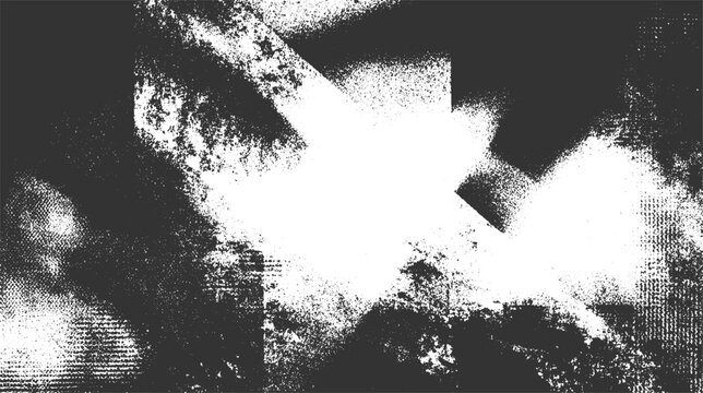 Abstract monochrome textured background with geometric shapes and grainy effect grunge