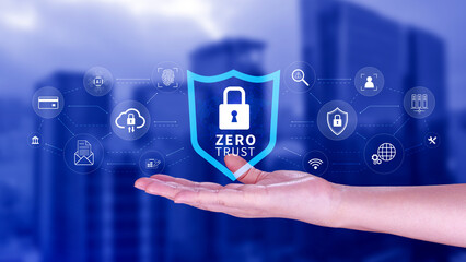 Zero trust and security concept. Business security network and private data, Cybersecurity zero...
