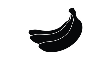 A striking minimalist depiction of a bunch of bananas against a white background presented as a silhouette © jivect02