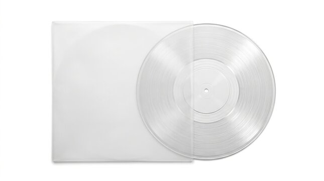 Transparent Vinyl Record and Clear Sleeve Displaying Classic Music Aesthetic