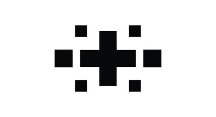 Fototapeta premium A stark geometric arrangement of black squares against a white background creates a minimalist abstract design silhouette