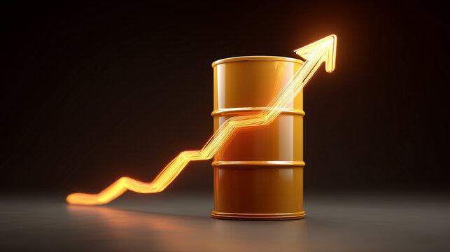 Oil barrels with rising graph showing increasing fuel prices