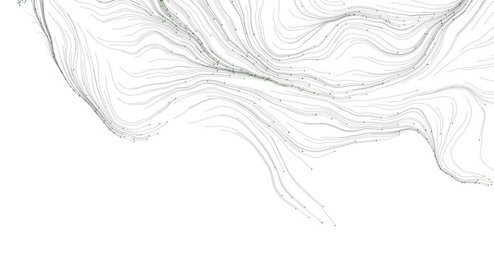Abstract graphic representation of topographic contours, evoking data visualization, geological formations, and natural