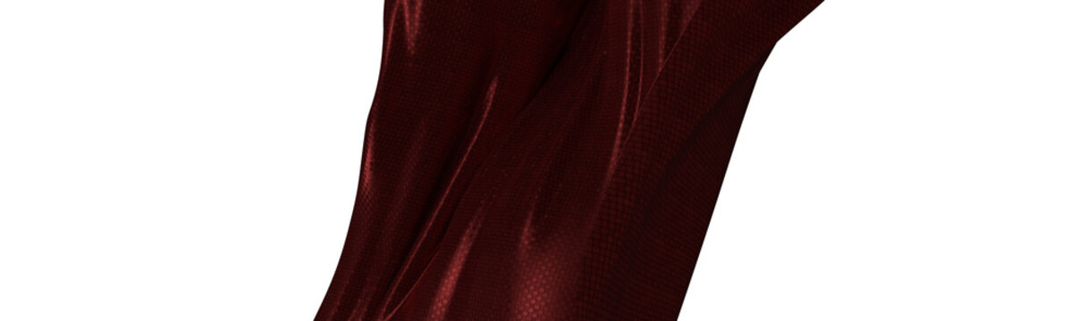 Close-up of a burgundy fabric. Soft, draped textile isolated on white. Perfect for backgrounds and design projects. Bea