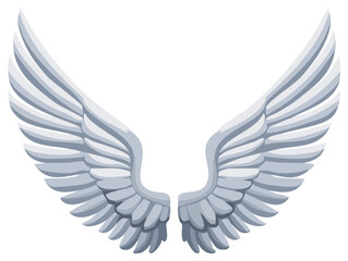 Obraz premium Stylized pair of silver wings, spread wide, perfect for design and angelic concepts.