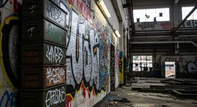 Graffiti Art on Abandoned Industrial Wall