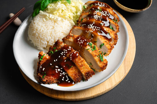 Japanese Chicken Katsu, chicken cutlet and rice