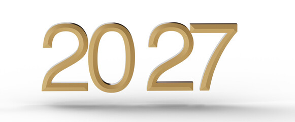 2027 text in gold color. Happy New Year and business concepts. Celebrating new beginnings and future plans.
