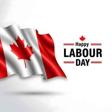 Happy labour day canada celebration with canadian flag