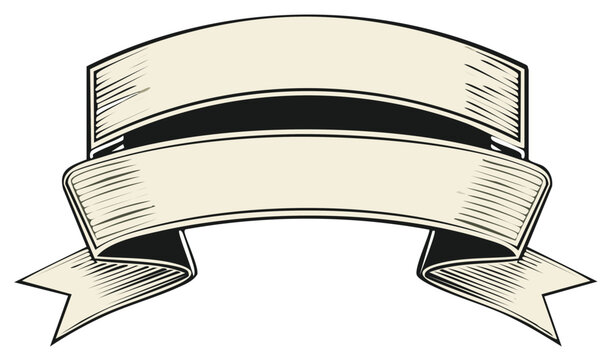 Vintage Style Decorative Ribbon Banner Illustration Classic Empty Scroll Design Element