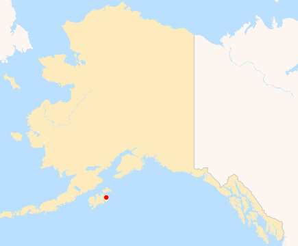 Location Map of Kodiak Airport&nbsp;(Benny Benson&nbsp;State Airport) (Kodiak, Alaska, USA). IATA-code: ADQ. No labels at all.