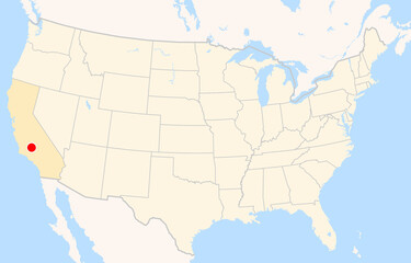 Obraz premium Location Map of Airport Meadows Field (Bakersfield, California, USA). IATA-code: BFL. No labels at all.