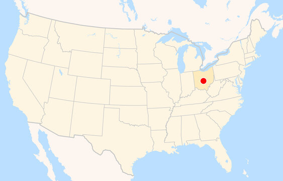 Location Map of John Glenn Columbus Int. Airport (Columbus, Ohio, USA). IATA-code: CMH. No labels at all.