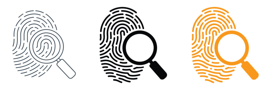 Investigation line icon representing crime and exploration concept, fingerprint and magnifying lens sign vector graphics with clean linear pattern on a white background for forensic and detective desi