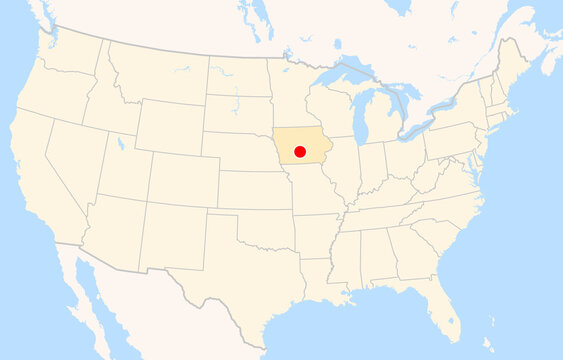 Location Map of Des Moines Int. Airport (Des Moines, Iowa, USA). IATA-code: DSM. No labels at all.