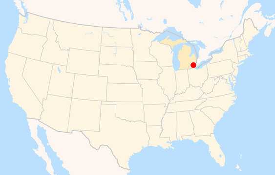 Location Map of Detroit Metropolitan Airport (Detroit, Michigan, USA). IATA-code: DTW. No labels at all.