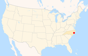 Fototapeta premium Location Map of Coastal Carolina Regional Airport&nbsp;(Was Craven County Regional) (New Bern, North Carolina, USA). IATA-code: EWN. No labels at all.
