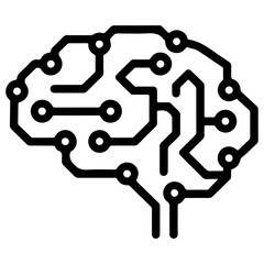AI brain circuit line vector.