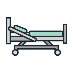 Hospital Bed with Adjustable Backrest and Wheels, Medical Equipment Icon