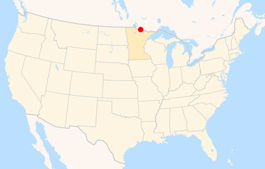 Obraz premium Location Map of Falls Int. Airport (International Falls, Minnesota, USA). IATA-code: INL. No labels at all.