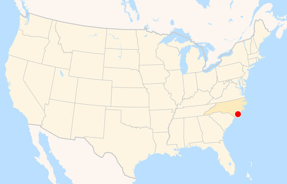 Location Map of Wilmington Int. Airport (Wilmington, North Carolina, USA). IATA-code: ILM. No labels at all.