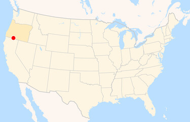 Obraz premium Location Map of Crater Lake-Klamath Regional Airport (Klamath Falls, Oregon, USA). IATA-code: LMT. No labels at all.