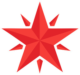 Obraz premium Geometric Red Star Shape with Seven Points, Sharp Angles, Modern Design Element, Decoration, Festive Icon