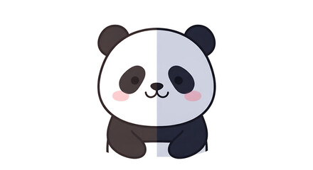 Naklejka premium A cute cartoon panda bear with a split personality design