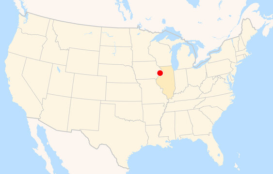 Location Map of Quad Cities Int. Airport (Moline, Illinois, USA). IATA-code: MLI. No labels at all.
