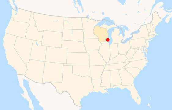 Location Map of General Mitchell Int. Airport (Milwaukee, Wisconsin, USA). IATA-code: MKE. No labels at all.