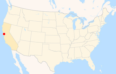 Fototapeta premium Location Map of Oakland Int. Airport (Oakland, California, USA). IATA-code: OAK. No labels at all.