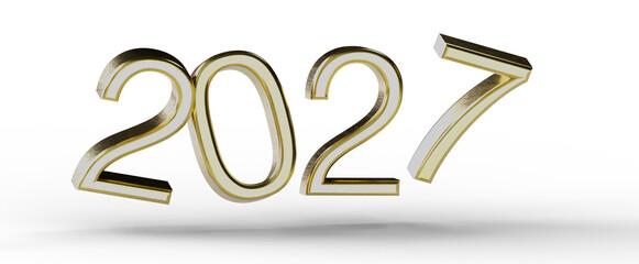 3D render of the year 2027 in gold, perfect for new year greetings, financial planning, or future-themed designs. © vegefox.com