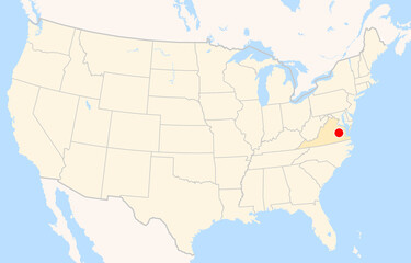 Obraz premium Location Map of Richmond Int. Airport (Richmond, Virginia, USA). IATA-code: RIC. No labels at all.