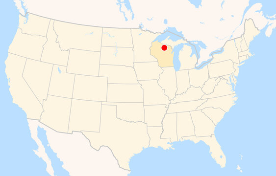 Location Map of Rhinelander&ndash;Oneida County Airport (Rhinelander, Wisconsin, USA). IATA-code: RHI. No labels at all.