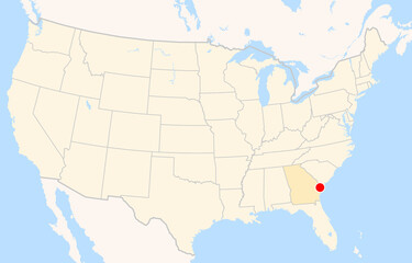 Fototapeta premium Location Map of Savannah - Hilton Head Int. Airport (Savannah, Georgia, USA). IATA-code: SAV. No labels at all.