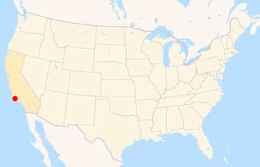 Fototapeta premium Location Map of Santa Barbara Municipal Airport&nbsp;(Santa Barbara Airport) (Santa Barbara, California, USA). IATA-code: SBA. No labels at all.