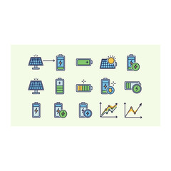 Comprehensive Solar Power and Battery Management Icons Pack