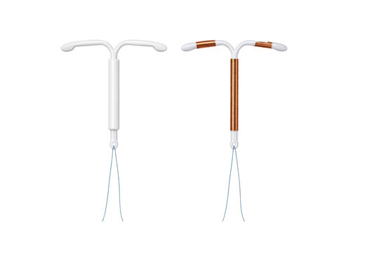 Copper and Hormonal IUD Birth Control Comparison on Transparent Background