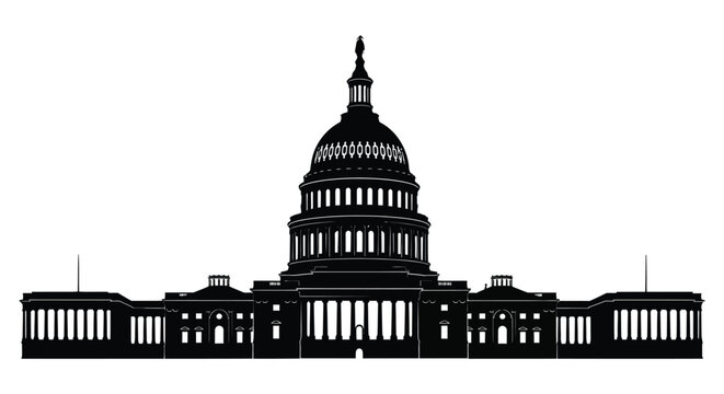 A striking black silhouette of the united states capitol building in washington dc a national landmark silhouette