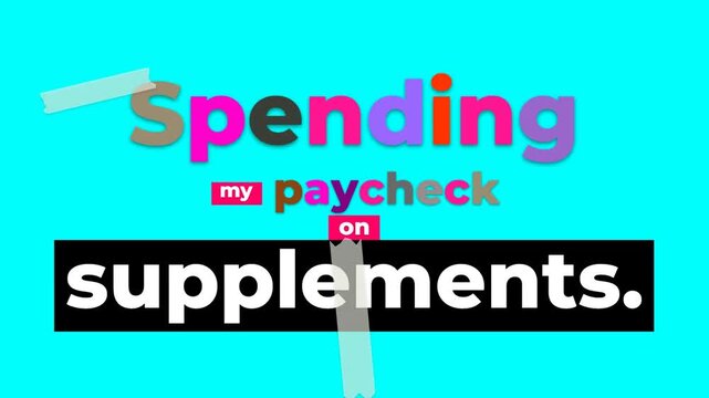 Spending my paycheck on supplements gym motivation quote on a vibrant blue background Lifestyle content